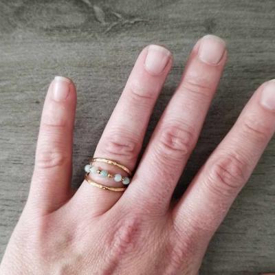 Bague dorée verte d'eau Lynda