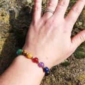 Bracelet "Harmonisation et Confiance" 7 chakras et Oeil de Tigre