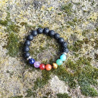 Bracelet "Harmonisation et Libération" 7 chakras et pierres de lave