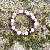 Bracelet "Amour" en Kunzite, Quartz Rose et Rhodonite