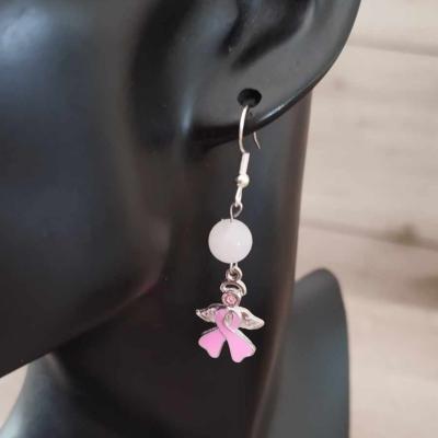 Pendantes argentées Octobre rose Camille