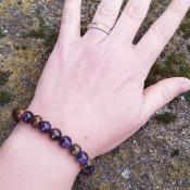 Bracelet "Libération" en Améthyste et Oeil de Tigre