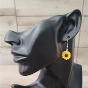 Pendantes argentées Tournesol