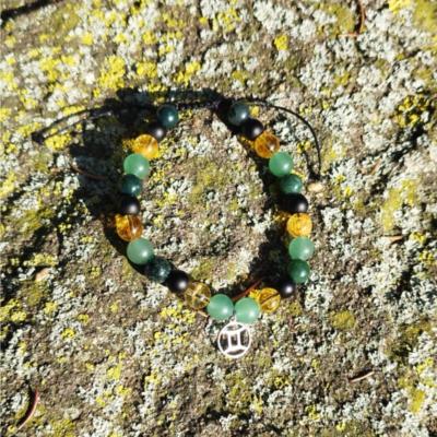 Bracelet cordon lithothérapie Gémeaux