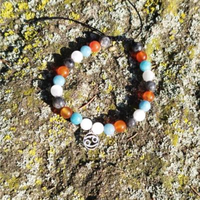 Bracelet cordon lithothérapie "Cancer"