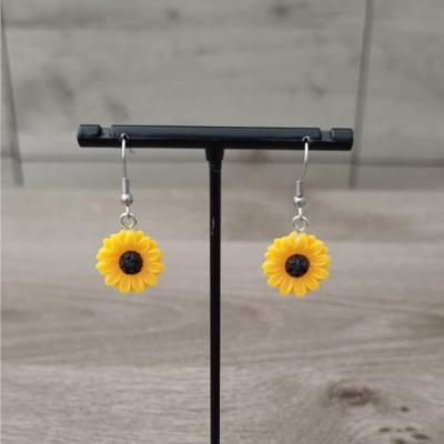 Pendantes argentées Tournesol