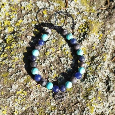 Bracelet cordon lithothérapie "Verseau"