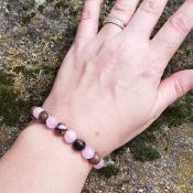 Bracelet "Amour" en Kunzite, Quartz Rose et Rhodonite
