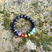 Bracelet "Harmonisation et Libration" 7 chakras et pierres de lave