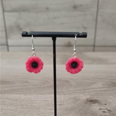 Pendantes argentées Coquelicot