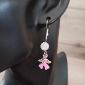 Pendantes argentées Octobre rose Camille