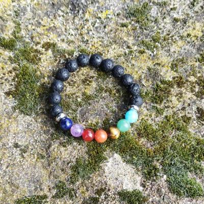 Bracelet "Harmonisation et Libération" 7 chakras et pierres de lave