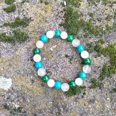 Bracelet "Maternité" en Chrysocolle, Jaspe vert, Sélénite et Citrine