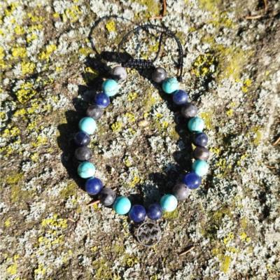 Bracelet cordon lithothérapie "Verseau"
