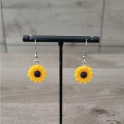 Pendantes argentées Tournesol