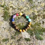 Bracelet "Harmonisation et Confiance" 7 chakras et Oeil de Tigre