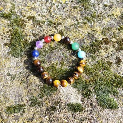 Bracelet "Harmonisation et Confiance" 7 chakras et Oeil de Tigre
