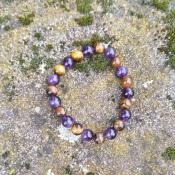 Bracelet "Libration" en Amthyste et Oeil de Tigre