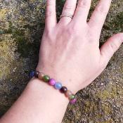 Bracelet "Vibration positive" en Tourmaline multicolore
