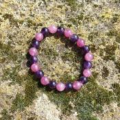 Bracelet "Dtente et Addiction" en Amthyste et Lpidolite