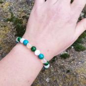 Bracelet "Maternité" en Chrysocolle, Jaspe vert, Sélénite et Citrine