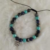 Bracelet cordon lithothérapie "Verseau"