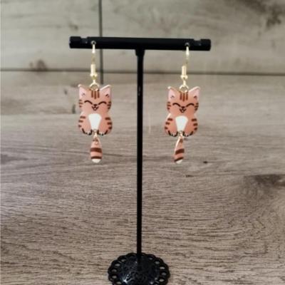 Pendantes dorées Chat