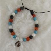 Bracelet cordon lithothérapie "Cancer"