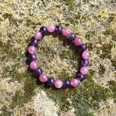 Bracelet "Détente et Addiction" en Améthyste et Lépidolite