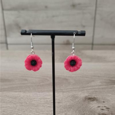 Pendantes argentées Coquelicot