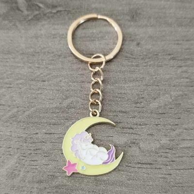 Porte clés lune et licorne