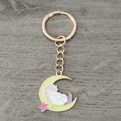 Porte clés lune et licorne