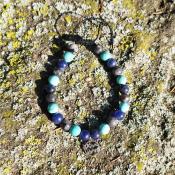 Bracelet cordon lithothérapie "Verseau"